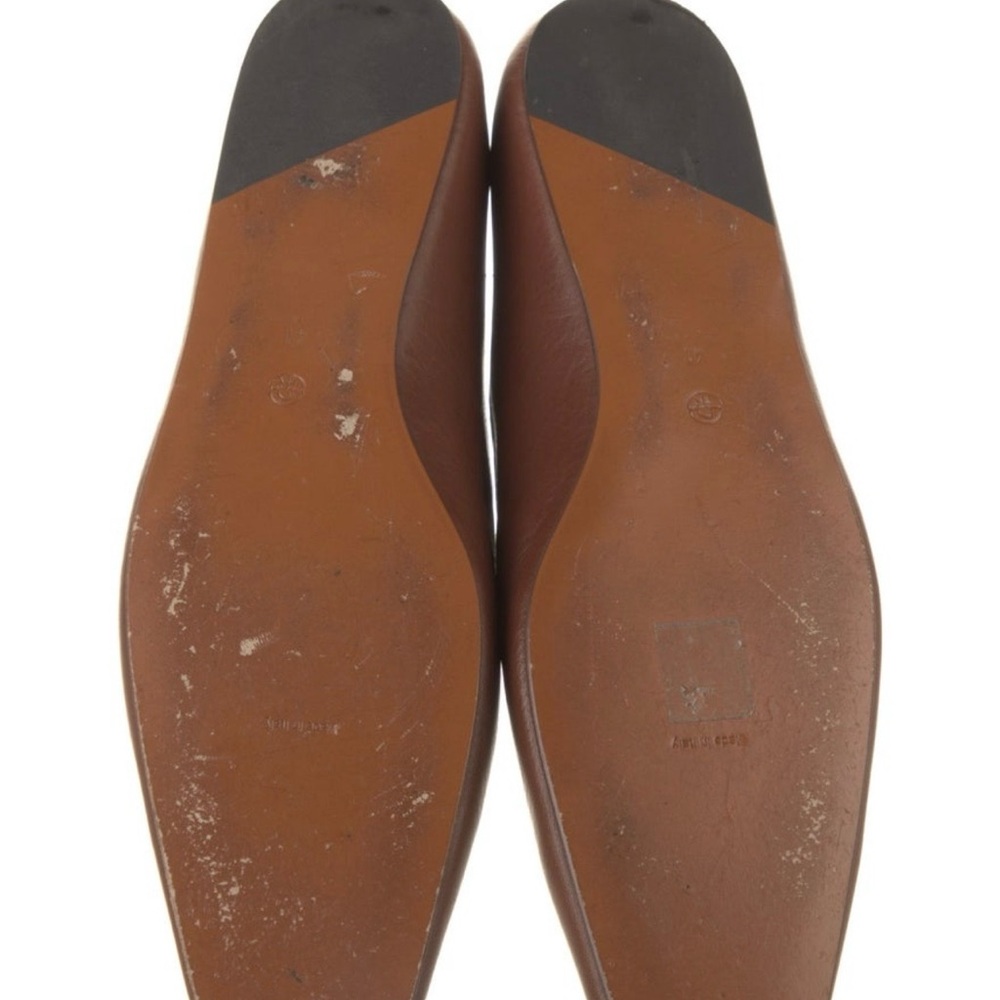 The Row Brown Leather Square-Toe Flat - Picture 5 of 5